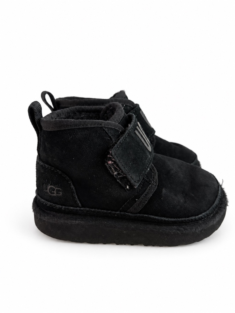 UGG Kids Black Suede Hook-and-Loop Boots